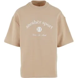 T-Shirt ANOTHER COTTON LAB "Another Cotton Lab Another Sport Waffle Oversize T-Shirt", Herren, Gr. XS, beige, 100% Baumwolle, bedruckt, casual, oversize, Rundhals, Halbarm, Shirts
