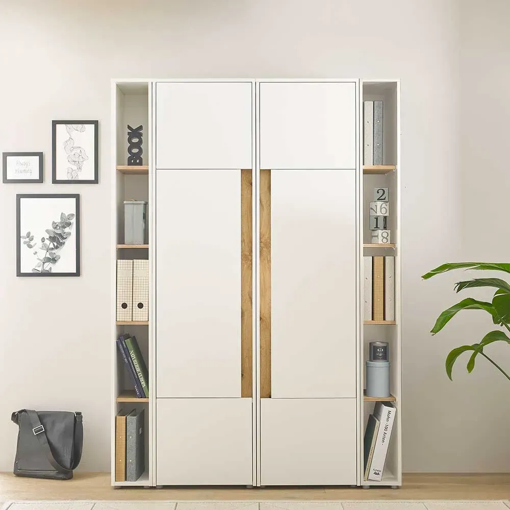 Büroausstattung Schränke in Weiß 140 cm breit (vierteilig)