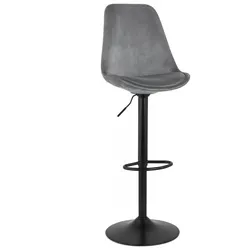 Verstellbarer Barhocker aus Metall mit Samtstoff | Höhenverstellbarer Stuhl mit Lordosenstütze | Retro Chic Design | Kadima Design