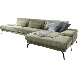 Ecksofa DIE PLANBAR "MP-IN20126 L-Form", grün, B:328cm H:82cm T:190cm, 100% Polyester, Sofas, mit Kopfteilverstellung, optional Sitztiefen- & Armteilverstellung