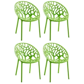 Clp 4er-Set Gartenstuhl Hope Aus Kunststoff I 4 x Wetterbeständiger Stapelstuhl Mit max 150 KG Belastbarkeit, Farbe:grün