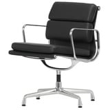 Vitra Besucherstuhl Soft-Pad Leder schwarz, Designer Charles & Ray Eames, 84.5x58x50 cm