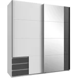 WIMEX Emden 180 x 198 x 64 cm weiß/graphit mit Spiegel und Schubladen