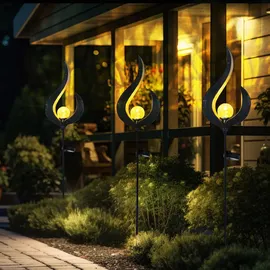 GLOBO LED Solarleuchte Erdspieß Gartenstecker Außenleuchte Steckleuchte, Metall Glas bronzefarben klar, 3000k Warmweiß, H 90 cm