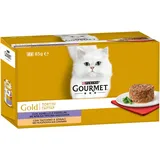 Gourmet Gold Nassfutter für Erwachsene Katzen, Tortini mit Lamm und Spinat, 48 Dosen à 85 g