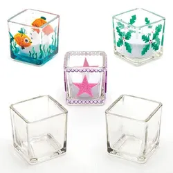 Quadratische Teelichthalter aus Glas (pro Set 6) Bastelsets