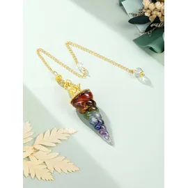 luxuskollektion Edelstein Pendel 7 Chakra Muschelschale Anhänger Kette Reiki