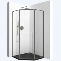 mai & mai Fünfeckdusche 100x100 cm mit Drehtür Duschkabine Eckdusche 8mm Esg-sicherheitsglas Nano-beschichtung Duschabtrennung Ravenna68k-plus