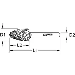 Frässtift Rund-Kegelform lang - silber