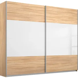 Rauch Schwebetürenschrank Quadra 226 x 230 x 62 cm Eiche/Glas Weiß