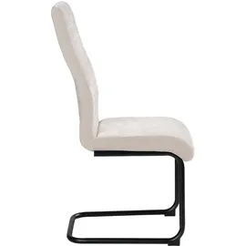 Home4You Schwingstühle 2er Set, Beige - Schwarz - Webstoff - Metall - mit Quersteppung - 2er Set