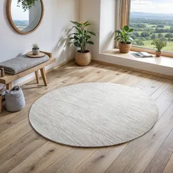 Wollteppich MY HOME "Wolltraum Passion", beige (natur, grau), H:10mm Ø:150cm, Wolle, Teppiche, Wendeteppich, handgewebt, melierte Optik, reine Wolle, Wohnzimmer
