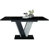 designimpex Esstisch Design Tisch PA-888 Schwarz Hochglanz Beton ausziehbar Esszimmer schwarz