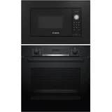 Bosch Einbau Set Backofen EcoClean + Mikrowelle 38cm Nischenhöhe f. Hochschränke schwarz