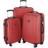 HAUPTSTADTKOFFER - Wedding - 3er Koffer-Set Trolley-Set Rollkoffer Reisekoffer, TSA, Doppelrollen, (S, M & L), Rot