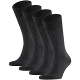 Falke Herren Socken, 4er Pack - Happy, Kurzsocken, Baumwolle Anthrazit 39-42