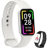 Smartwatch Damen Herren Oximeter Herzfrequenz Schlaf Schrittzähler Smartwatch mit Benachrichtigung, SpO2, Wasserdicht IP68 für Android IOS (Grau)