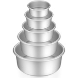 Gesentur Kuchenform Rund Backformen Set aus Eloxiertem Aluminium Antihaftbeschichtung, mit Boden Abnehmbar, 5 Größen (5"/ 6"/ 7"/ 8"/ 9")