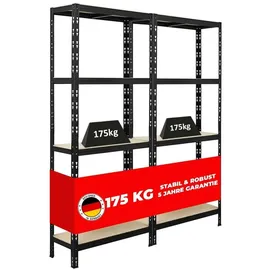 Proregal Schwerlastregal Stahl 180x75x30 cm schwarz