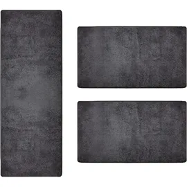 Karat - Bettumrandung Sundae Anthrazit 77 1 Läufer 67 X 250 Cm + 2 Brücken 67 X 140 Cm