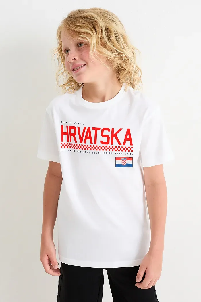 Kroatien-Kurzarmshirt, Weiß, 146