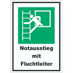 Notausstieg mit Fluchtleiter Aufkleber A6 (105x148mm)