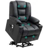 Homcom Fernsehsessel mit Aufstehhilfe Elektrisch Relaxsessel mit Massagefunktion, usb, Liegefunktion, Massagesessel mit Fernbedienung, Becherhalter,