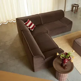 Tikamoon Quinto - Modulares Ecksofa aus braunem Stoff, 3 Sitzer
