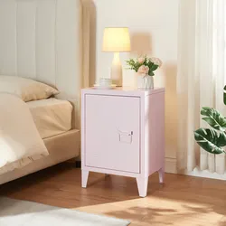 Nachtschrank Inari Türgriff rechts Stahl Rosa