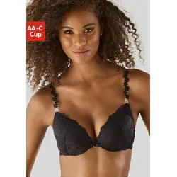 Push-up-BH VIVANCE, Damen, Gr. 75, Cup B, schwarz, Microtouch, Spitze, Obermaterial: 90% Polyamid, 10% Elasthan, feminin, BHs, mit 3 extravaganten Trägern zum Austauschen, sexy Dessous