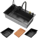 ML-Design Spülbecken Edelstahl 80x46 cm Anthrazit rechteckig,