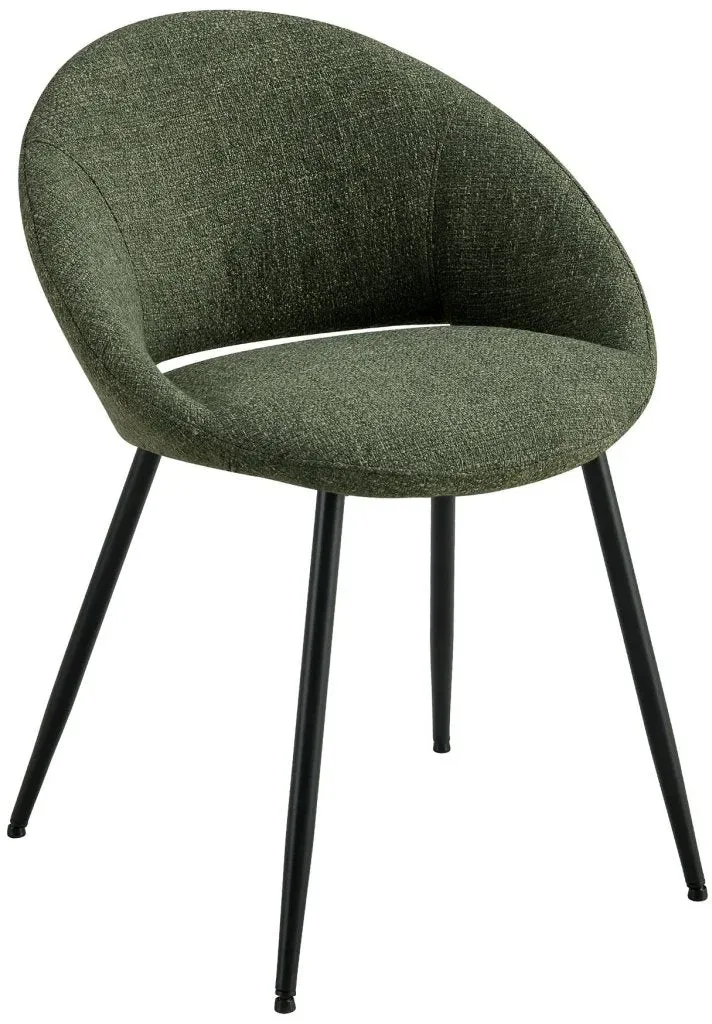 Kick Collection Esszimmerstuhl Grün Strukturstoffbezug, Schwarzes Metallgestell, Modernes Design, Gepolstert – Job | Kick Collection