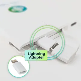 ideoon Kompakte Powerbank USB-C (4.000mAh) – Ultra-Slim Powerbank mit fest integriertem Kabel & Adapter – Mobiler Akku-Boost