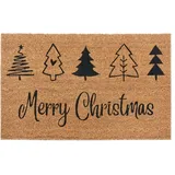 HANSE HOME Fußmatte »Mix Mats Kokos Christmas Trees«, rechteckig, 15 mm Höhe, Weihnachten, Schmutzfangmatte, Outdoor, Rutschfest, Innen, Kokosmatte, braun