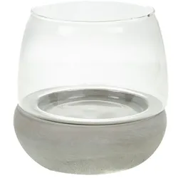Abgerundetes Windlicht großes Modell - Transparent Rund Stein Amadeus 17x17 cm