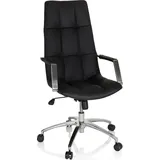 HJH Office Home Office Chefsessel SARANTO PRO Leder Höhenverstellbarer Computerstuhl, Bürostuhl mit Armlehnen - Schwarz