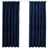 vidaXL Verdunkelungsvorhänge Haken 2 Stk. Samt Dunkelblau 140x175cm