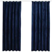 vidaXL Verdunkelungsvorhänge Haken 2 Stk. Samt Dunkelblau 140x175cm