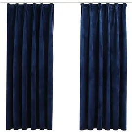 vidaXL Verdunkelungsvorhänge Haken 2 Stk. Samt Dunkelblau 140x175cm