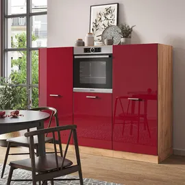 Vicco Küchenzeile R-Line 180 cm Bordeaux Hochglanz