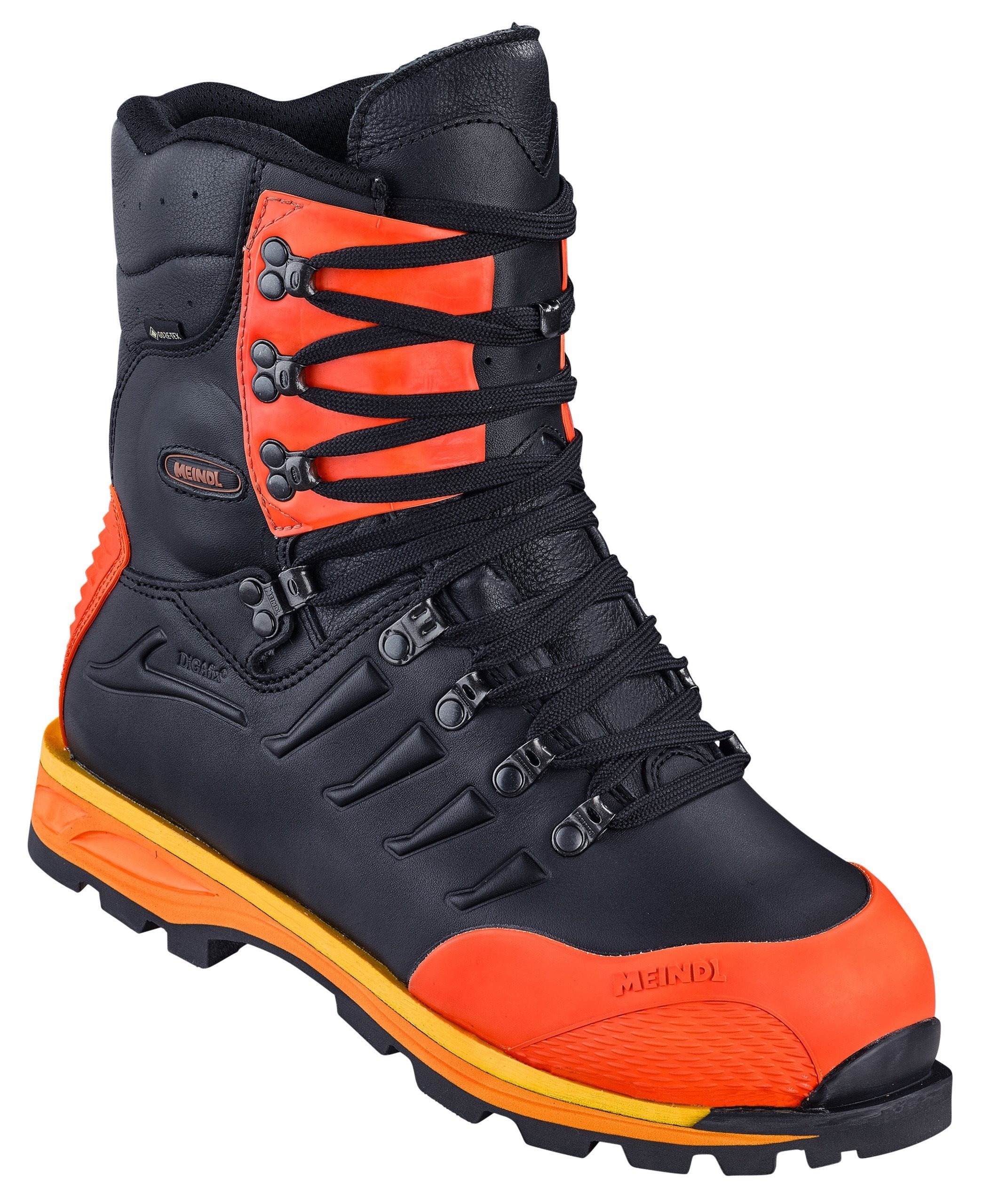 Meindl Schnittschutzstiefel Timber Crack GTX, schwarz-orange, 41