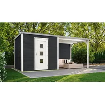 Weka Designhaus 413 B Gr.1 5,46 x 2,50 m anthrazit Einzeltür mit Anbau