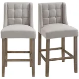 Homcom Barhocker 2-er Set, Gebogene Federn Beige 47 x 50 x 101 cm