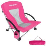 KingCamp Strand Liege Stuhl Camping Klapp Falt Sessel Niedrig Garten Stahl 136kg Farbe: Rose Red