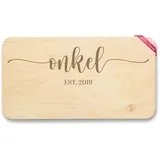 Frühstücksbrettchen Holz Natur - Onkel est Jahreszahl I Onkel werden verkünden I Geschenk für Onkel Weihnachten I Geburtstag I Weihnachtsgeschenkidee - 22x12 - Holz - fuer du wirst brettchen