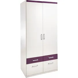 Priess Drehtürenschrank 94 x 193 x 56 cm Lila/Weiß