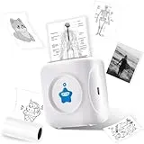 vretti TP2-Y Mini-Thermodrucker im Taschenformat, kompatibel mit Android & iOS mit 1 Etikettenrollen, Bluetooth-Drucker für iPhone, Arbeitsliste, Notizen, Fotos, Basteln