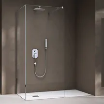 doporro Duschwand Walk-In Dusche Duschtrennwand 90x140cm mit rechteckigem Stabilisator Eckdusche aus 8mm ESG-Sicherheitsglas Klarglas inkl. Nanobeschichtung Bremen01K-L