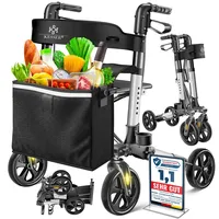 Kesser Leichtgewicht Rollator faltbar mit Sitz Schwarz