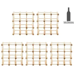 PROREGAL Modulares Weinregal VINOTECA MOD | HxBxT 36x36x24cm | 5x 9 Flaschen | Massives Eichenholz | Natur | Flaschenregal